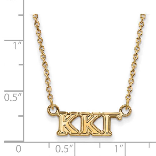 Image of 18" Gold Plated 925 Silver Kappa Kappa Gamma XS Pendant LogoArt Necklace GP006KKG-18