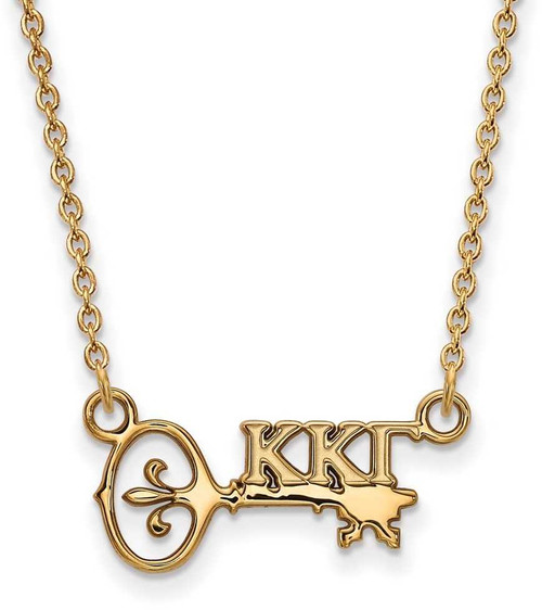Image of 18" Gold Plated 925 Silver Kappa Kappa Gamma XS Pendant LogoArt Necklace GP039KKG-18