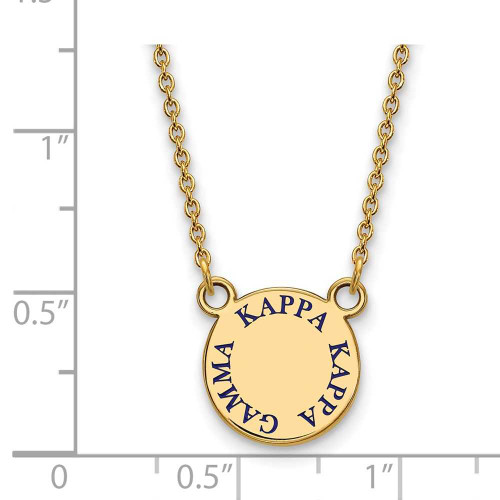 Image of 18" Gold Plated 925 Silver Kappa Kappa Gamma XS Pendant Necklace LogoArt GP014KKG-18