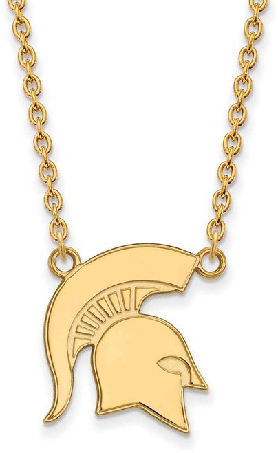 Image of 18" Gold Plated 925 Silver Michigan State U Lg Pendant Necklace LogoArt GP057MIS-18