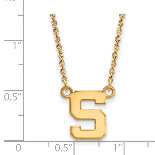 Image of 18" Gold Plated 925 Silver Michigan State U Sm Pendant Necklace LogoArt GP015MIS-18