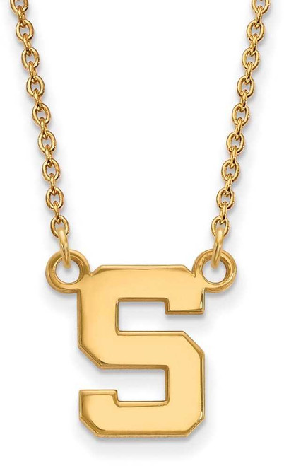 Image of 18" Gold Plated 925 Silver Michigan State U Sm Pendant Necklace LogoArt GP015MIS-18