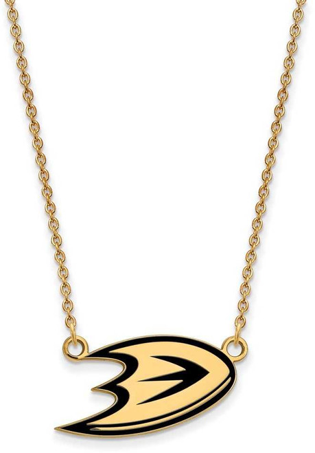 Image of 18" Gold Plated 925 Silver NHL Anaheim Ducks Sm Enamel Pendant Necklace by LogoArt
