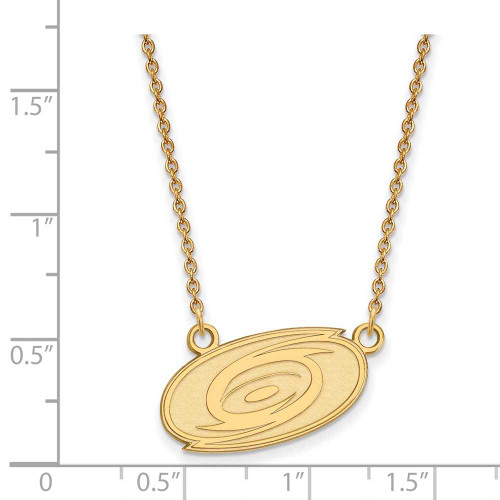 Image of 18" Gold Plated 925 Silver NHL Carolina Hurricanes Sm Pendant Necklace by LogoArt