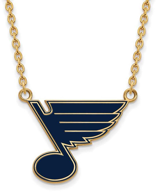 Image of 18" Gold Plated 925 Silver NHL St. Louis Blues Large Enamel Pendant Necklace LogoArt