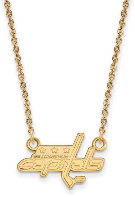 Image of 18" Gold Plated 925 Silver NHL Washington Capitals Sm Pendant Necklace by LogoArt