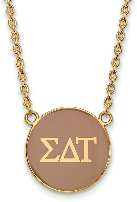 Image of 18" Gold Plated 925 Silver Sigma Delta Tau Sm Pendant Necklace LogoArt GP030SDT-18