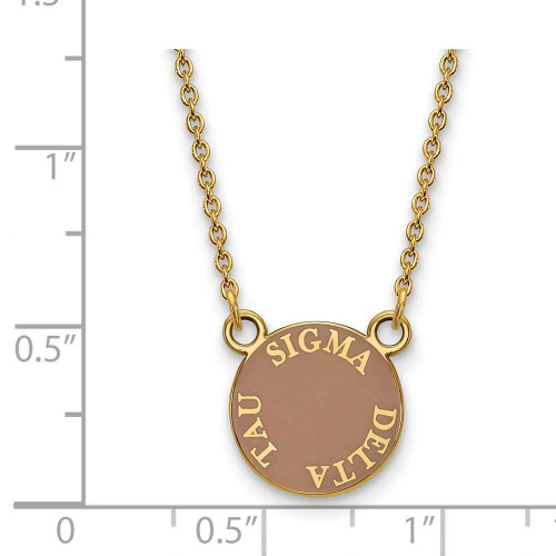 Image of 18" Gold Plated 925 Silver Sigma Delta Tau XSmall Pendant Necklace LogoArt GP012SDT