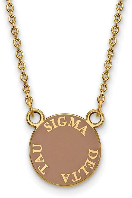 Image of 18" Gold Plated 925 Silver Sigma Delta Tau XSmall Pendant Necklace LogoArt GP012SDT