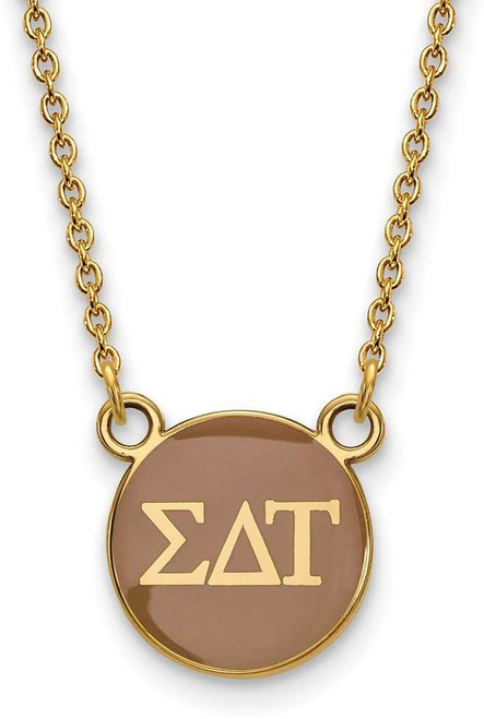 Image of 18" Gold Plated 925 Silver Sigma Delta Tau XSmall Pendant Necklace LogoArt GP029SDT