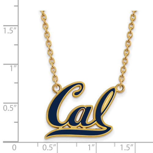 Image of 18" Gold Plated 925 Silver U of California Berkeley Enamel Pendant Necklace LogoArt