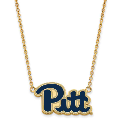 Image of 18" Gold Plated 925 Silver U of Pittsburgh Large Enamel Pendant Necklace by LogoArt