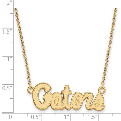 Image of 18" Gold Plated 925 Silver University of Florida Pendant LogoArt Necklace GP049UFL18