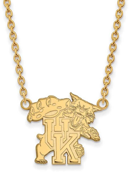 Image of 18" Gold Plated 925 Silver University of Kentucky Lg Necklace LogoArt GP057UK-18