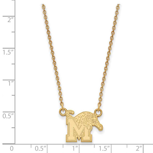 Image of 18" Gold Plated 925 Silver University of Memphis Pendant LogoArt Necklace GP011UMP18