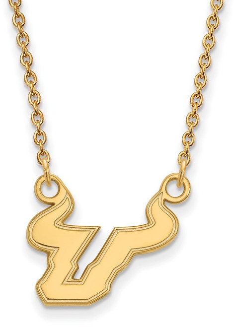 18" Gold Plated 925 Silver University of South Florida Sm Pendant Necklace LogoArt