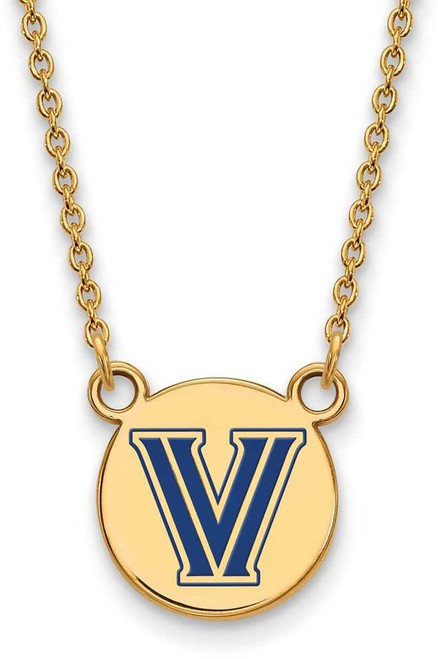 Image of 18" Gold Plated 925 Silver Villanova U Sm Enamel Disc Pendant Necklace by LogoArt