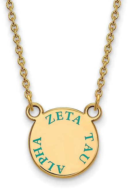 Image of 18" Gold Plated 925 Silver Zeta Tau Alpha XSmall Pendant Necklace LogoArt GP014ZTA