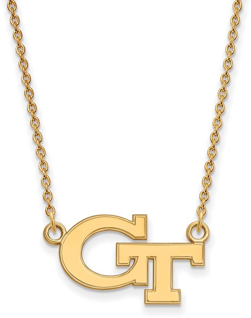 18" Gold Plated Silver Georgia Institute of Tech Pendant Necklace LogoArt GP009GT-18