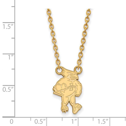 Image of 18" Gold Plated Silver Iowa State University Lg Pendant LogoArt Necklace GP024IAS-18