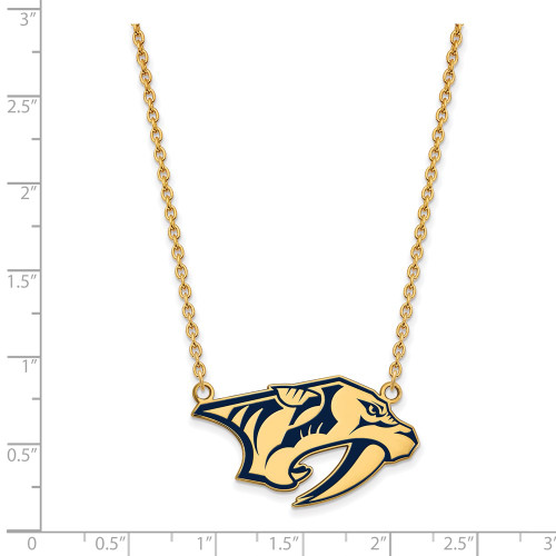 18" Gold Plated Silver NHL Nashville Predators Large Enamel Pendant Necklace LogoArt