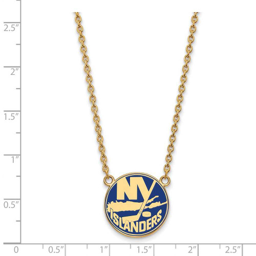Image of 18" Gold Plated Silver NHL New York Islanders Large Enamel Pendant Necklace LogoArt
