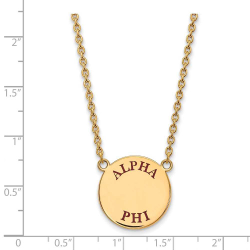 Image of 18" Gold Plated Sterling Silver Alpha Phi Small Pendant Necklace LogoArt GP015APH-18