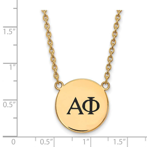 Image of 18" Gold Plated Sterling Silver Alpha Phi Small Pendant Necklace LogoArt GP017APH-18