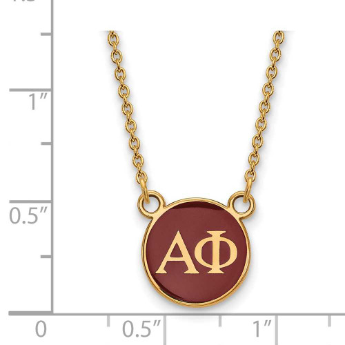 Image of 18" Gold Plated Sterling Silver Alpha Phi XSmall Pendant Necklace LogoArt GP029APH