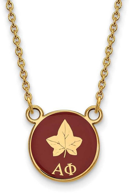 Image of 18" Gold Plated Sterling Silver Alpha Phi XSmall Pendant Necklace LogoArt GP042APH