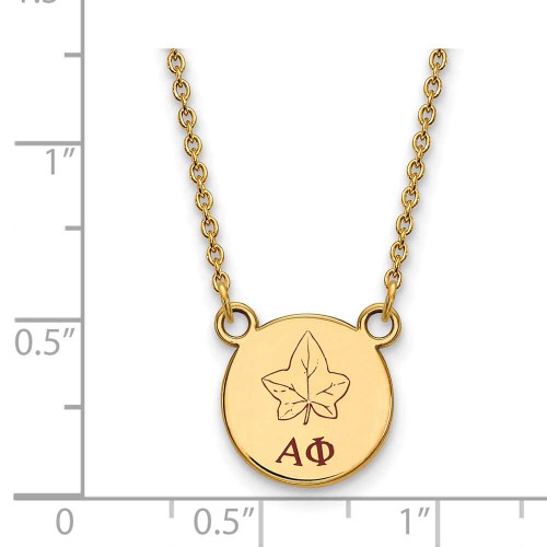 Image of 18" Gold Plated Sterling Silver Alpha Phi XSmall Pendant Necklace LogoArt GP044APH