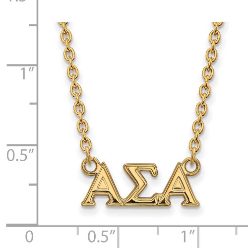 Image of 18" Gold Plated Sterling Silver Alpha Sigma Alpha Medium Pendant Necklace by LogoArt