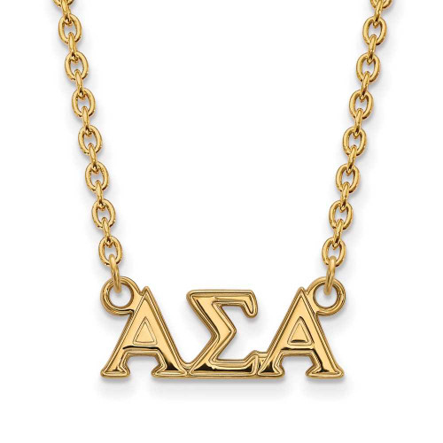 Image of 18" Gold Plated Sterling Silver Alpha Sigma Alpha Medium Pendant Necklace by LogoArt