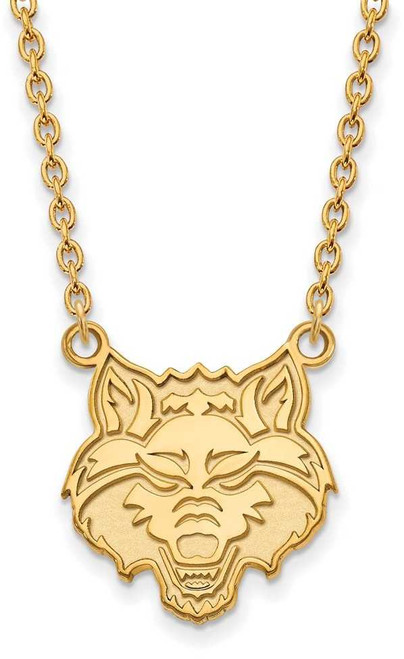 Image of 18" Gold Plated Sterling Silver Arkansas State U Large Pendant Necklace by LogoArt