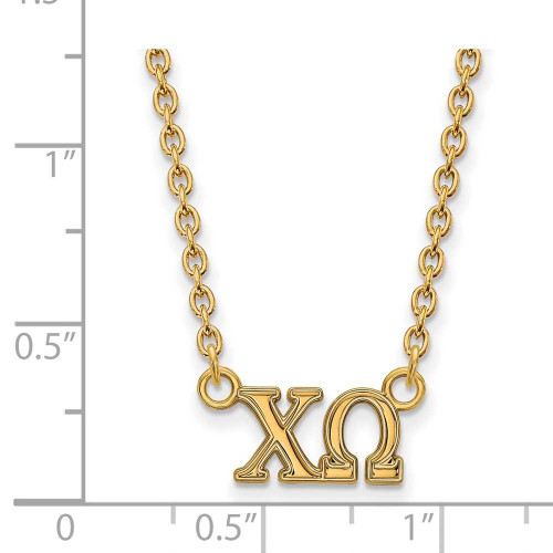 Image of 18" Gold Plated Sterling Silver Chi Omega Medium Pendant w/ Necklace by LogoArt