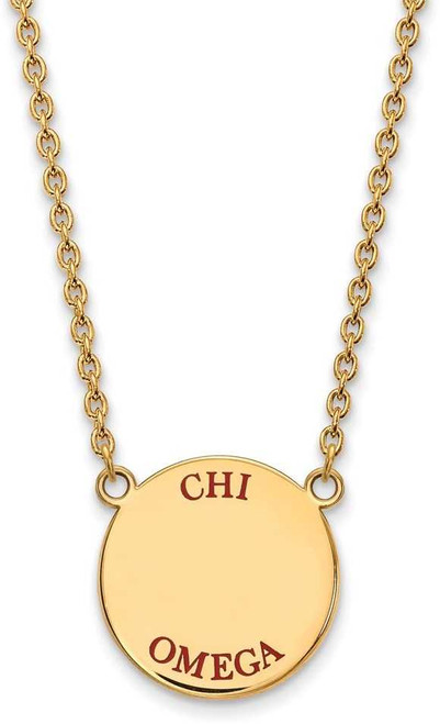 Image of 18" Gold Plated Sterling Silver Chi Omega Small Pendant Necklace LogoArt GP015CHO-18