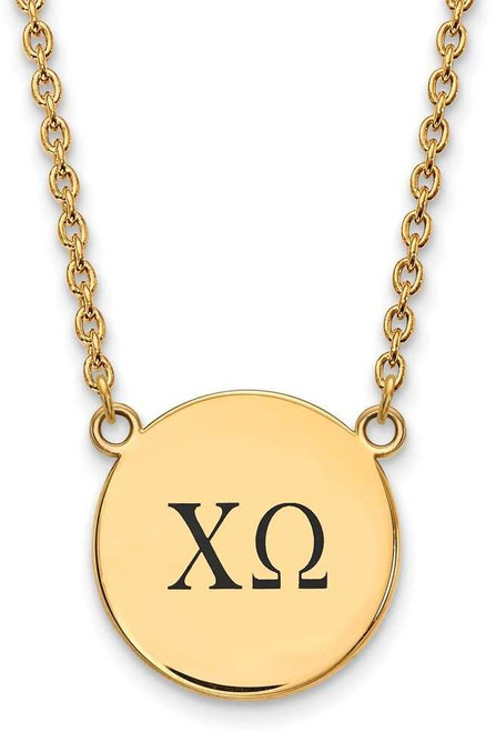 Image of 18" Gold Plated Sterling Silver Chi Omega Small Pendant Necklace LogoArt GP017CHO-18