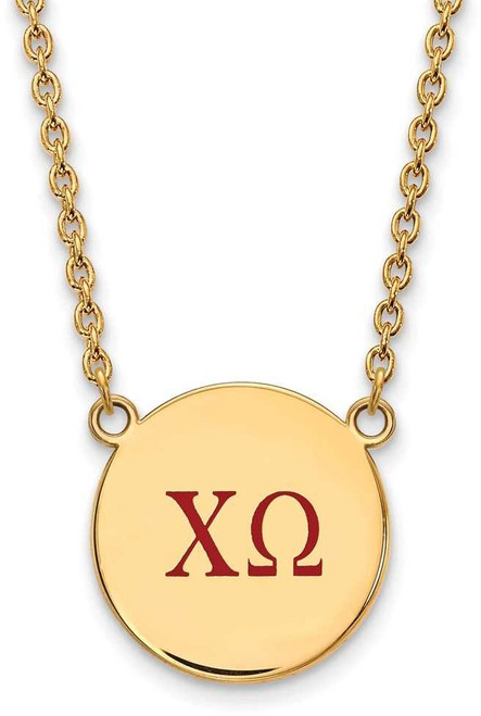 Image of 18" Gold Plated Sterling Silver Chi Omega Small Pendant Necklace LogoArt GP028CHO-18