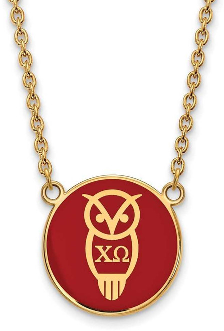 Image of 18" Gold Plated Sterling Silver Chi Omega Small Pendant Necklace LogoArt GP043CHO-18