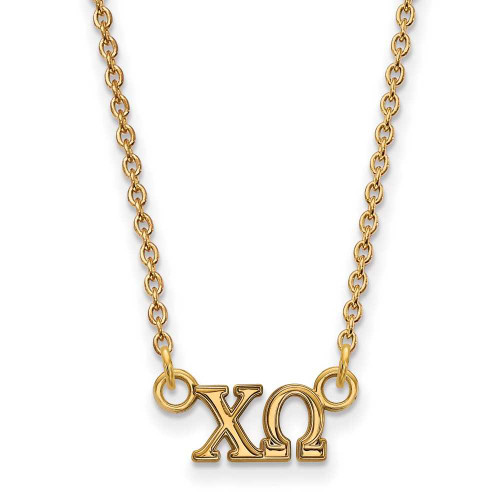 Image of 18" Gold Plated Sterling Silver Chi Omega XSmall Pendant Necklace LogoArt GP006CHO