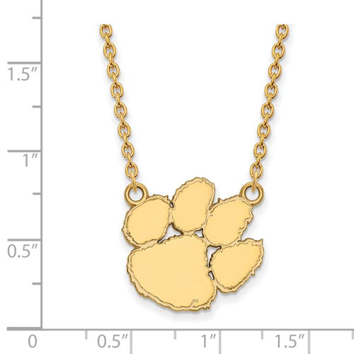 Image of 18" Gold Plated Sterling Silver Clemson University Large Pendant Necklace by LogoArt