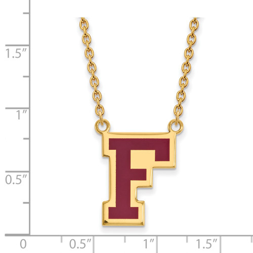 18" Gold Plated Sterling Silver Fordham U Enamel Large Pendant Necklace by LogoArt