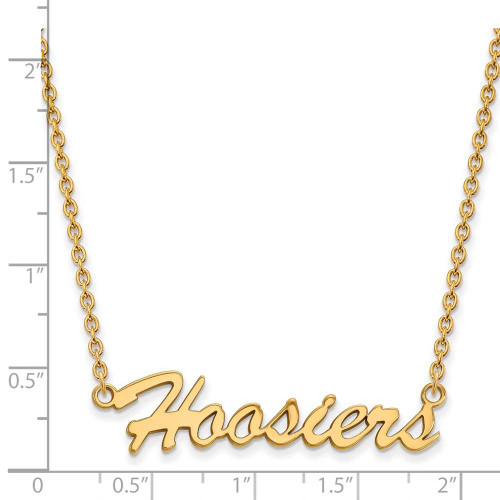 Image of 18" Gold Plated Sterling Silver Indiana University Medium Pendant LogoArt Necklace