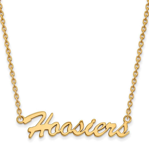Image of 18" Gold Plated Sterling Silver Indiana University Medium Pendant LogoArt Necklace