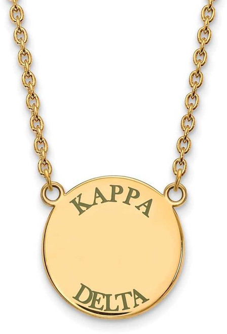 Image of 18" Gold Plated Sterling Silver Kappa Delta Sm Pendant Necklace LogoArt GP015KD-18