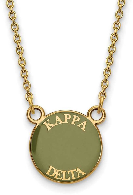 Image of 18" Gold Plated Sterling Silver Kappa Delta XSmall Pendant LogoArt Necklace GP012KD