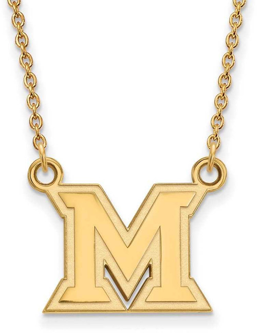 Image of 18" Gold Plated Sterling Silver Miami University Small Pendant Necklace by LogoArt