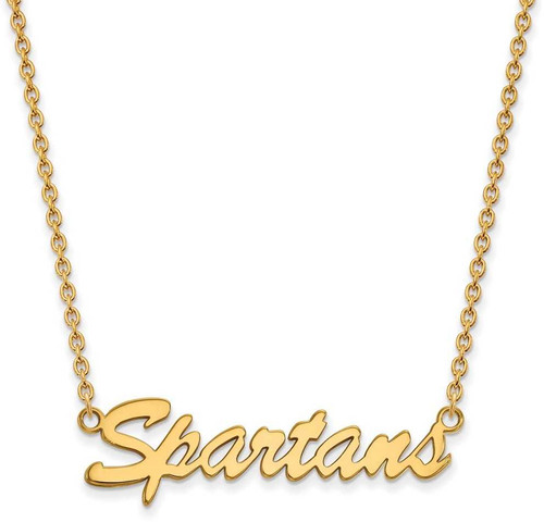 Image of 18" Gold Plated Sterling Silver Michigan State U Medium Pendant Necklace by LogoArt