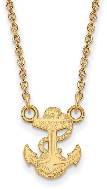 Image of 18" Gold Plated Sterling Silver Navy Small Pendant w/ Necklace by LogoArt