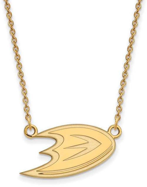 Image of 18" Gold Plated Sterling Silver NHL Anaheim Ducks Small Pendant Necklace by LogoArt